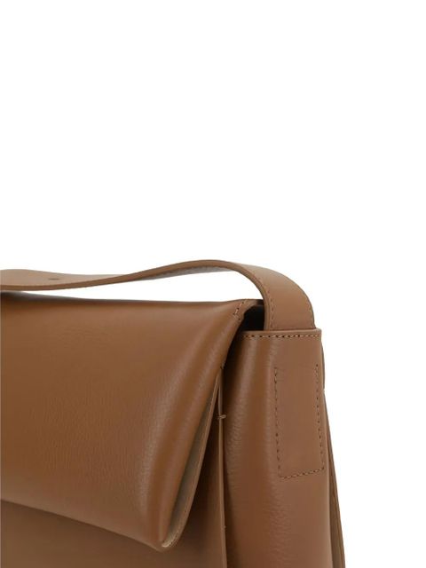 Jil Sander logo-stamp leather shoulder bag - Brown
