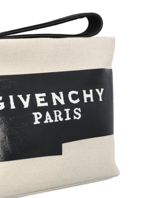 Givenchy logo-tape clutch bag - Neutrals