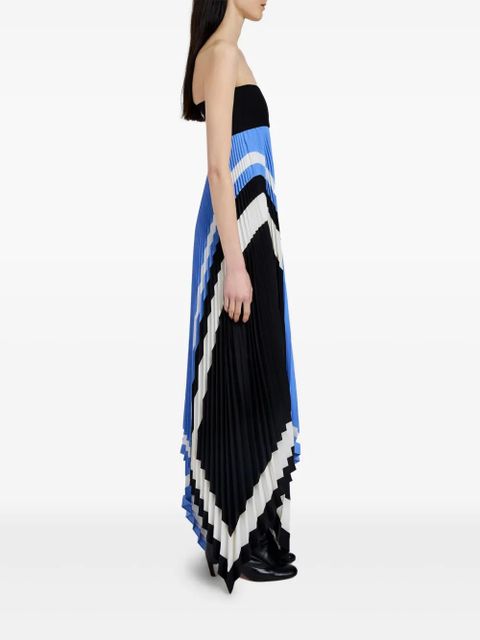 Proenza Schouler pleated patterned asymmetric party dress - Blue