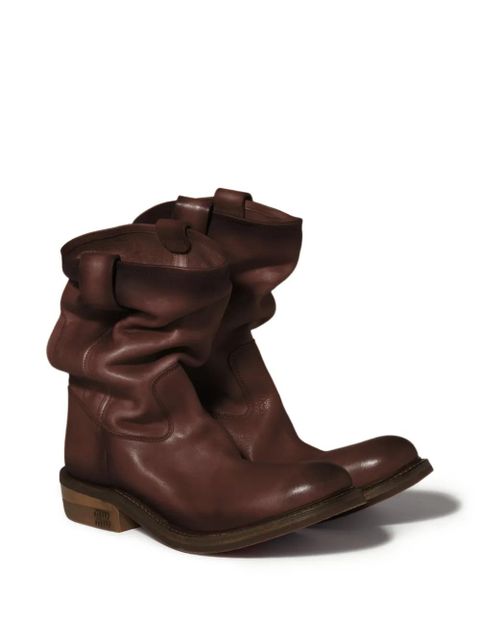 Miu Miu slouchy logo block-heel boots - Brown - zdjęcie produktu nr 2