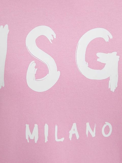 MSGM bluza bawełniana damska kolor różowy z kapturem z nadrukiem