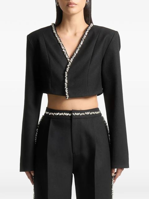 Manière De Voir crystal-embellished cropped blazer - Black - zdjęcie produktu nr 1