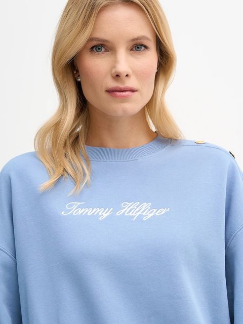 Tommy Hilfiger bluza bawełniana damska kolor niebieski z nadrukiem WW0WW48783