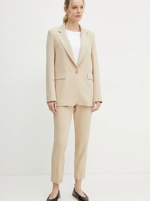 Fracomina spodnie damskie kolor beżowy dopasowane medium waist FR25SV4002W42901