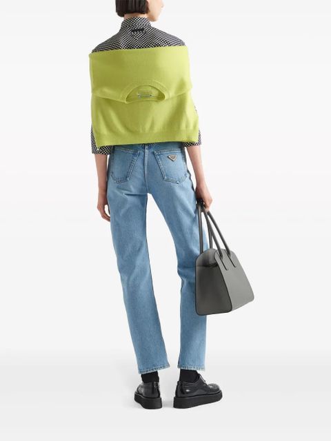 Prada logo-appliqué cashmere jumper - Yellow - zdjęcie produktu nr 2