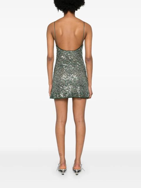 Oséree sequined mesh minidress - Green
