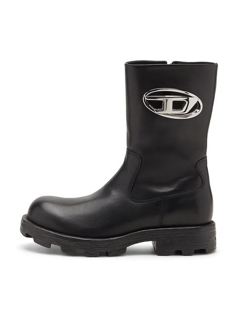 Diesel botki D-Hammer Bkr D W damskie kolor czarny na płaskim obcasie Y03692-P4471-T8013