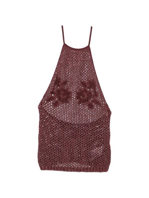 AMIRI sequin-embellished open-knit top - Red - zdjęcie produktu nr 1