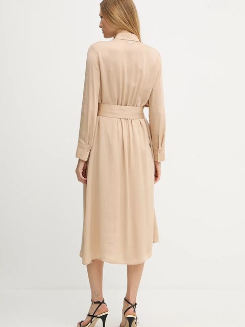 Armani Exchange sukienka kolor beżowy midi prosta XW001245 AF16121