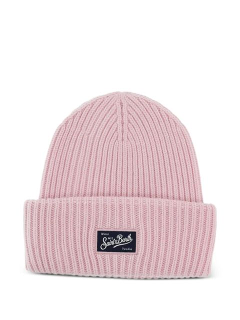 MC2 Saint Barth ribbed logo-patch beanie hat - Pink - zdjęcie produktu nr 1