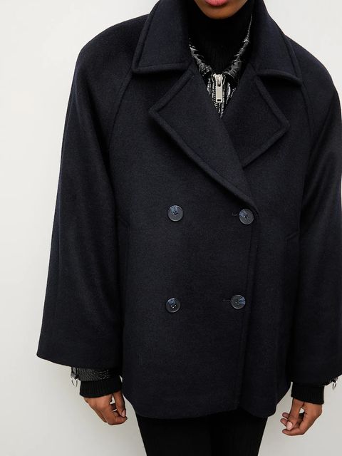 Answear.LAB płaszcz wełniany kolor granatowy