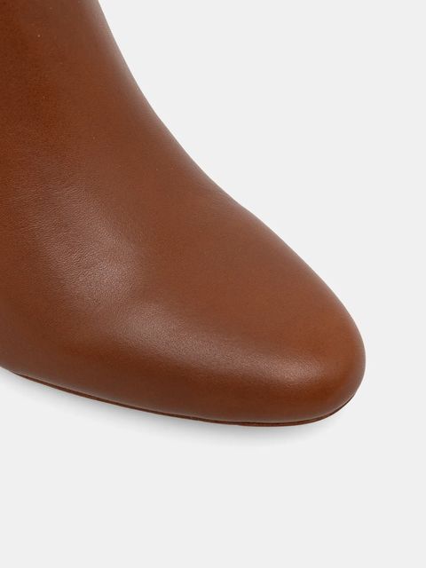 Lauren Ralph Lauren kozaki skórzane Kenndi Tl Hl damskie kolor brązowy na słupku 802977889001