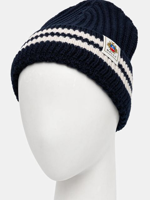 Bally czapka wełniana kolor granatowy WHA02D