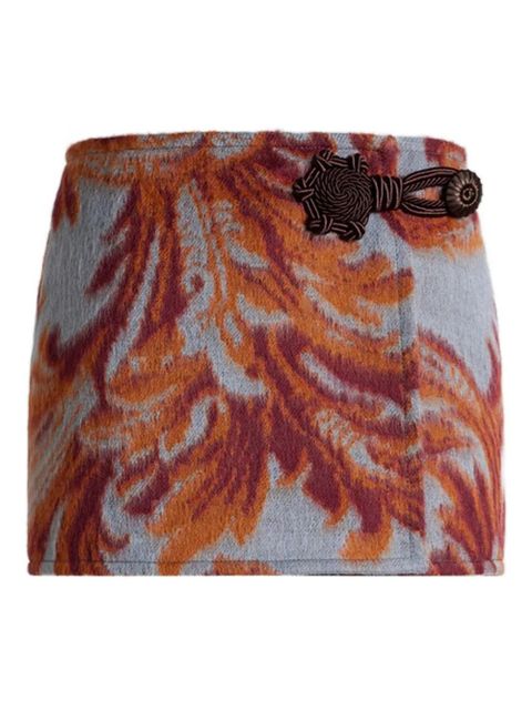 ETRO leaf-print belted mini skirt - Grey - zdjęcie produktu nr 1