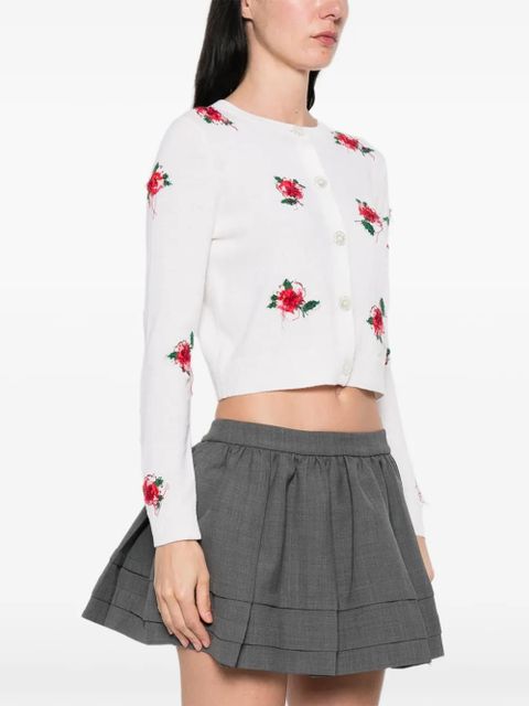 SHUSHU/TONG floral-embroidered cardigan - White