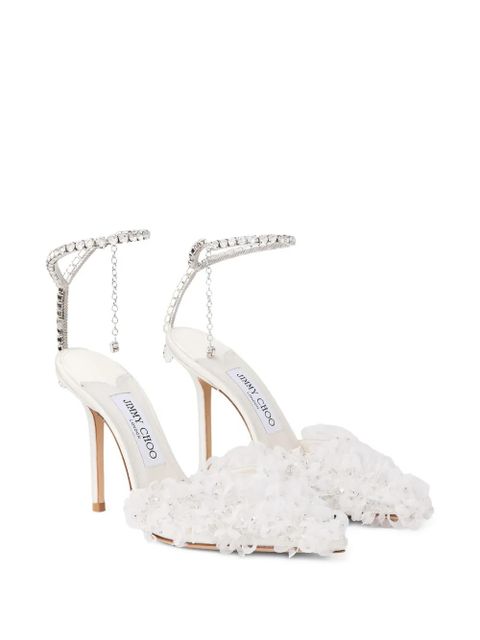 Jimmy Choo Saeda crystal-strap floral pumps - White - zdjęcie produktu nr 1