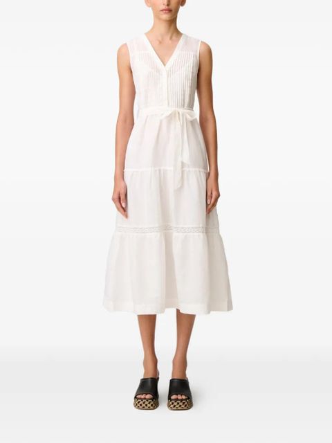 Claudie Pierlot lace-trim belted dress - White