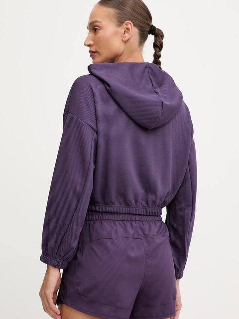 adidas Performance bluza treningowa Cover-up damska kolor fioletowy z kapturem gładka JY2667