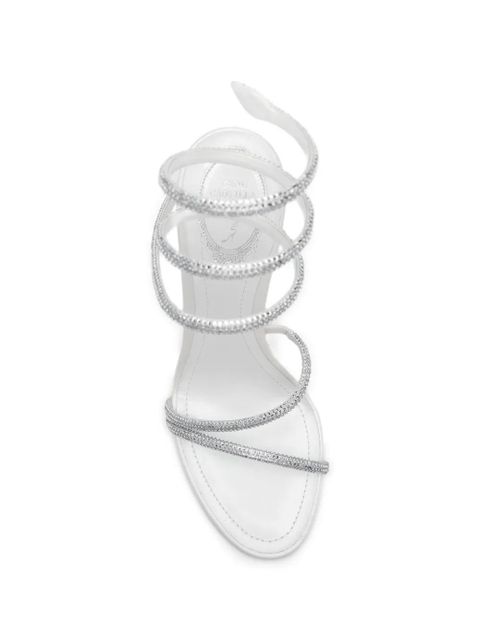 René Caovilla Margot embellished satin heeled sandals - White