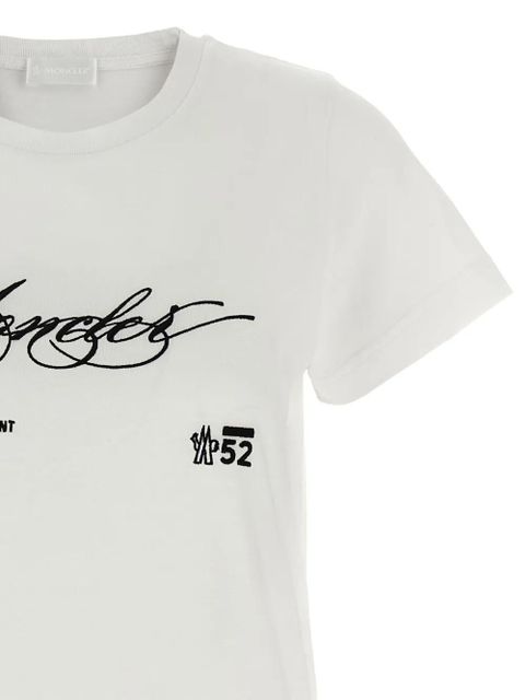 Moncler embroidered cursive-logo cotton T-shirt - White