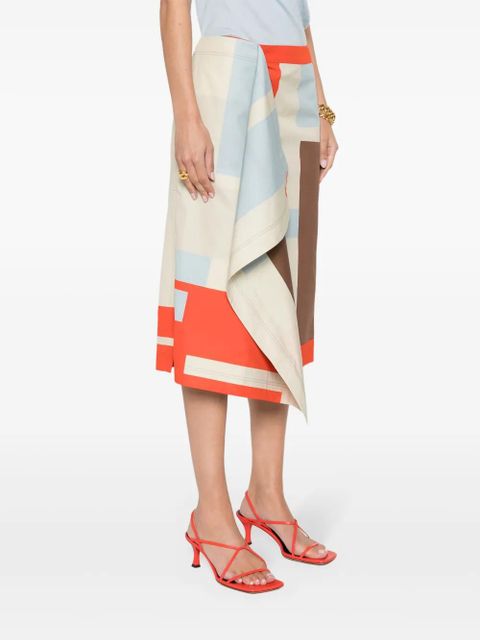 FENDI FF Puzzle-print midi skirt - Neutrals