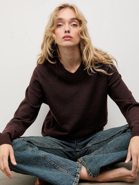 Answear.LAB sweter z wełny merino damski kolor brązowy lekki