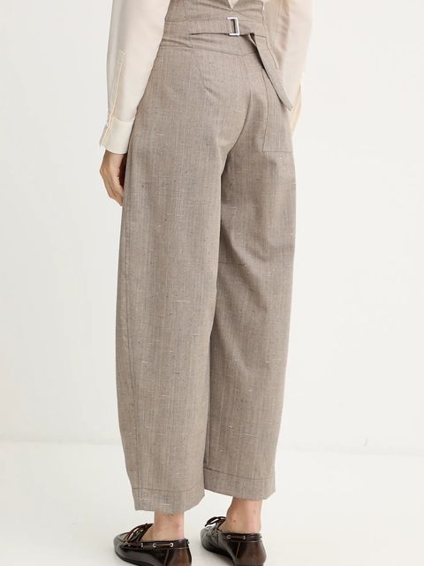 MAX&Co. spodnie z wełną damskie kolor beżowy proste high waist 2526136023200 - zdjęcie produktu nr 2