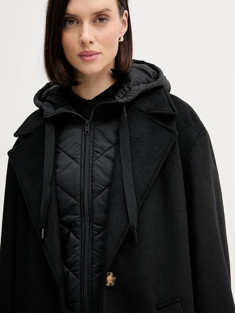 Pedro del Hierro płaszcz z dodatkiem wełny kolor czarny 7522239