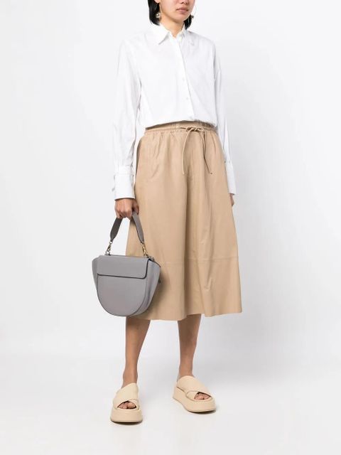 Yves Salomon leather flared skirt - Neutrals