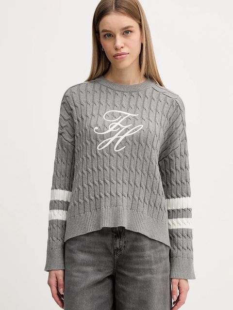 Tommy Hilfiger sweter bawełniany damski kolor szary WW0WW47633 - zdjęcie produktu nr 1