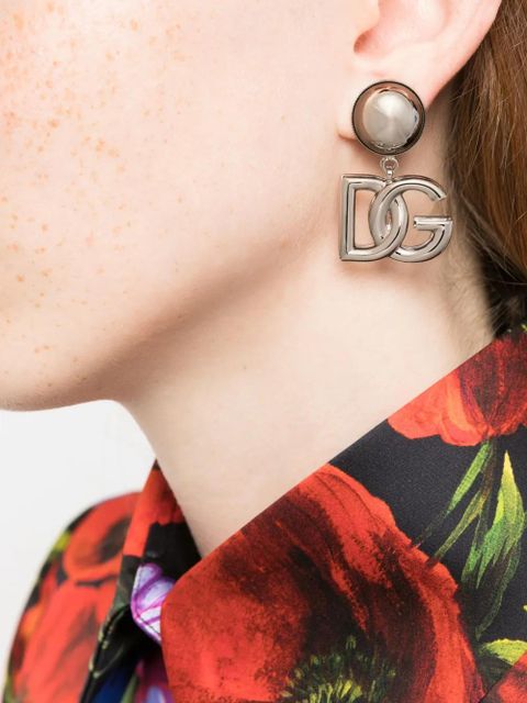 Dolce & Gabbana logo-plaque clip-on earrings - Silver - zdjęcie produktu nr 2