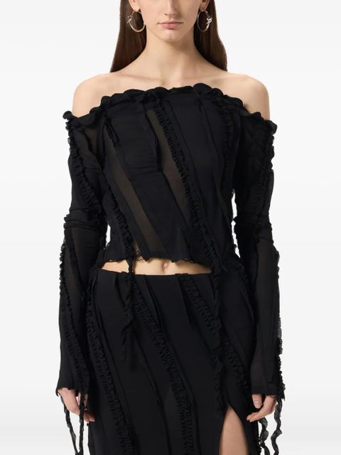 Blumarine off-shoulder ruffled top - Black