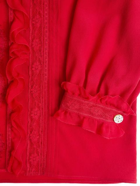Valentino Garavani lace-trim silk blouse - Red
