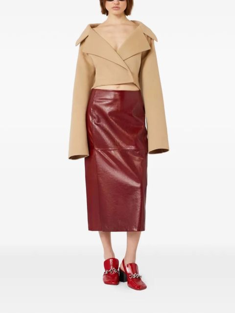 Sportmax slit-detail leather midi skirt - Red - zdjęcie produktu nr 2