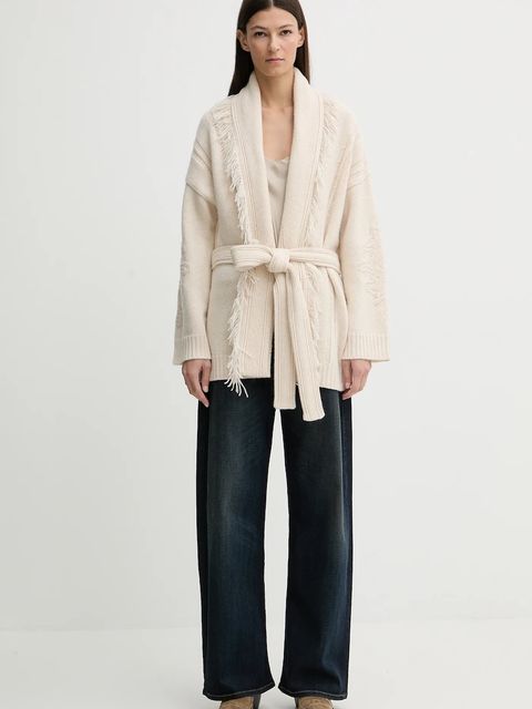 ZADIG&VOLTAIRE kardigan wełniany damski kolor beżowy ciepły KWCO01526 - zdjęcie produktu nr 2