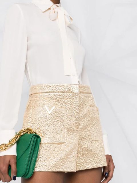 Valentino Garavani pussy-bow collar playsuit - White