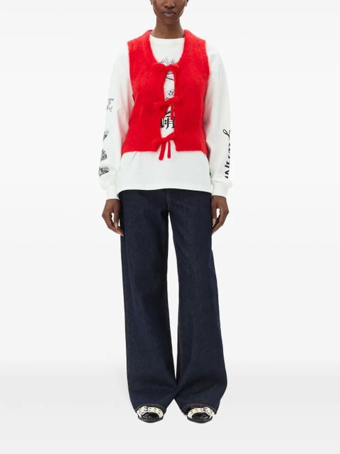 GANNI bow detailing sleeveless vest - Red - zdjęcie produktu nr 2