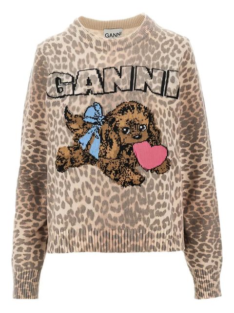 GANNI leopard appliqué sweater - Neutrals - zdjęcie produktu nr 1