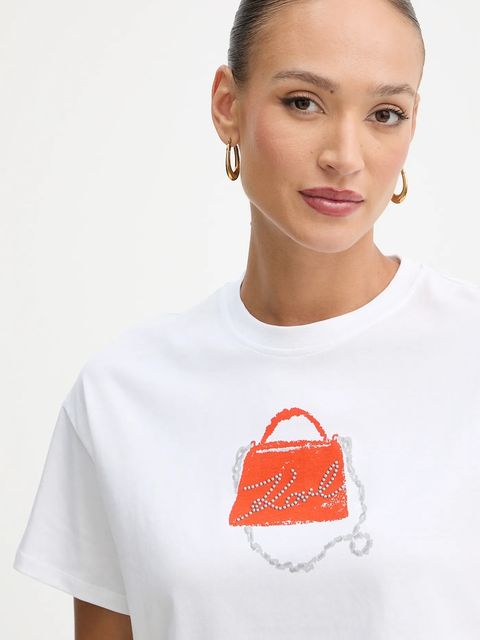 Karl Lagerfeld t-shirt bawełniany damski kolor biały B1W17026