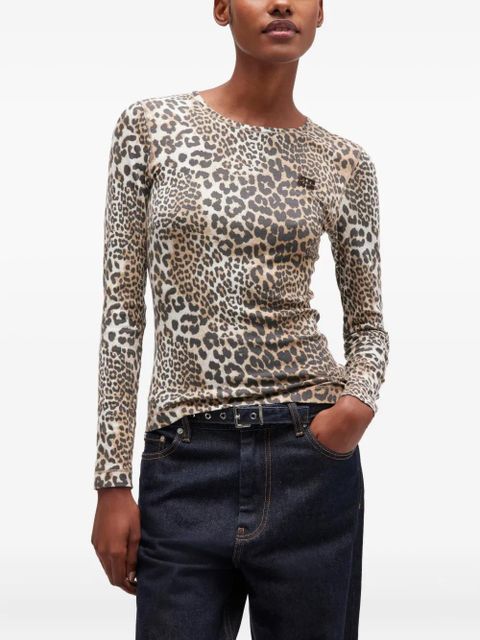 GANNI leopard long-sleeve top - Brown
