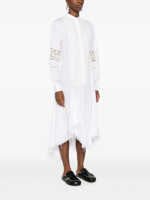 LOEWE lace-panelling midi dress - White