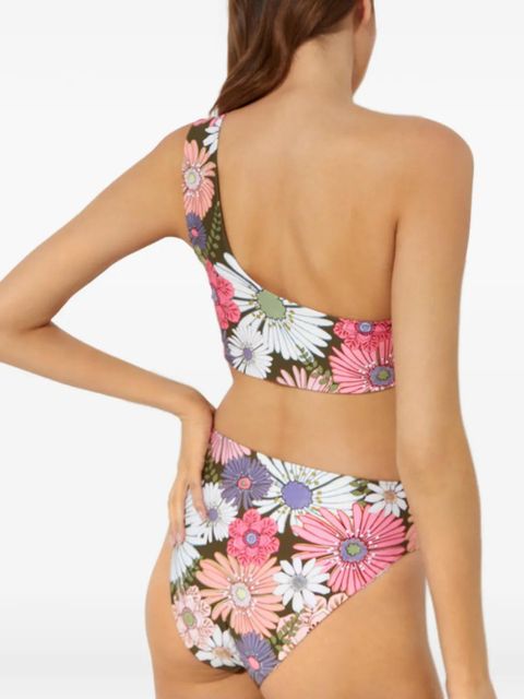 Agua By Agua Bendita asymmetric-strap floral bikini top - Green