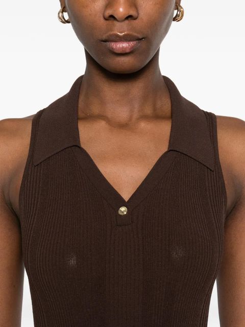 SANDRO polo-collar bodysuit - Brown
