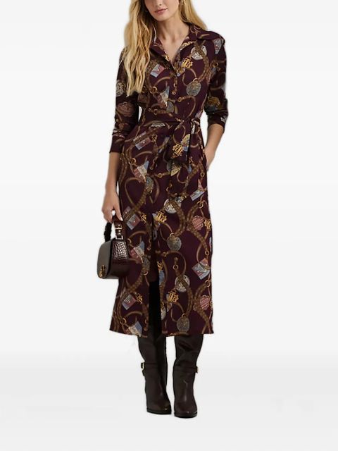 Lauren Ralph Lauren button fastening shirt midi dress - Purple