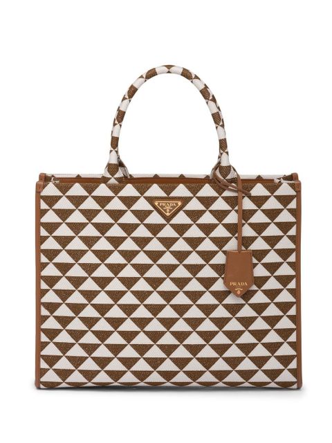 Prada large Symbole embroidered tote bag - Brown - zdjęcie produktu nr 1
