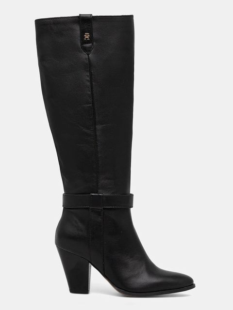 Tommy Hilfiger kozaki skórzane TH T-STRAP LTHR POINTY LONG BOOT - zdjęcie produktu nr 1