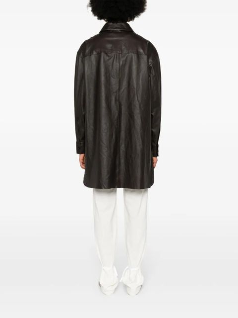 LEMAIRE leather side-slits shirt - Brown