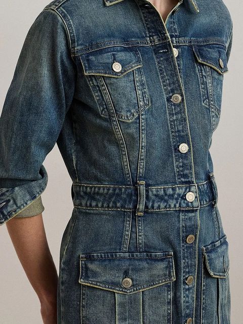 Lauren Ralph Lauren sukienka kolor niebieski midi prosta 200971264