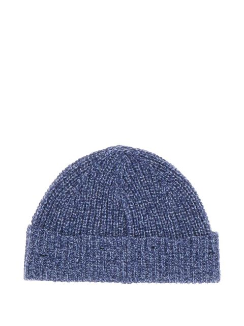 Marni embroidered-logo knit beanie - Blue