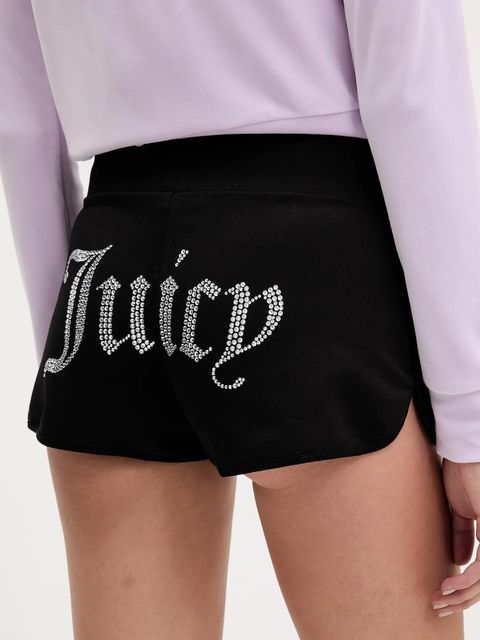 Juicy Couture szorty BOOTY SHORT damskie kolor czarny z aplikacją high waist JCWHS225303